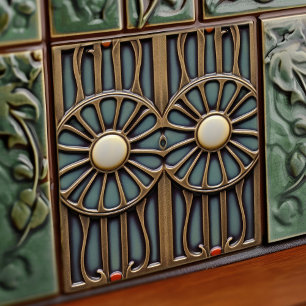 Daisies Art Deco Floral Wall Decor Art Nouveau Ceramic Tile