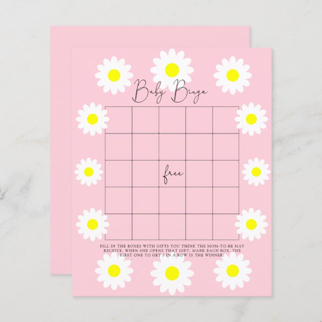 Daisies - Baby shower bingo game (Front/Back)