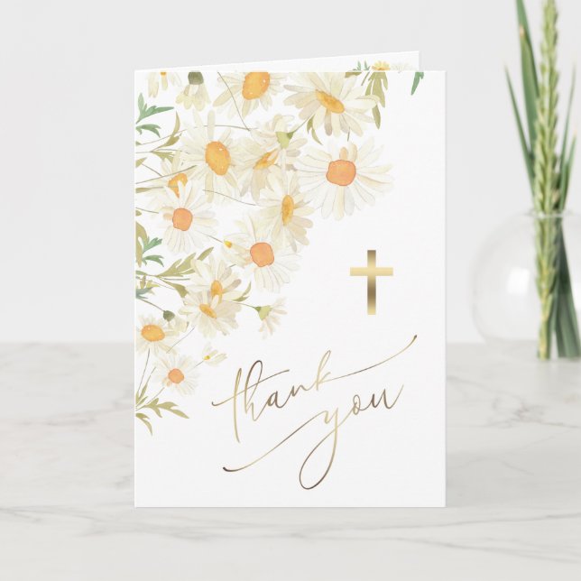 daisies Baptism thank you for coming Card (Front)