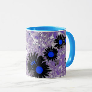daisies black and blue mug