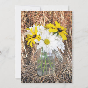 Daisies Black Eyed Susans & Hay Wedding Invitation