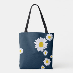 Daisies Blue Two-Tone Coffee Mug Tote Bag