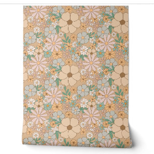 DAISIES BOHO FLOWERS SEAMLESS WALLPAPER