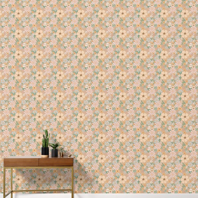 DAISIES BOHO FLOWERS SEAMLESS  WALLPAPER (Hallway)