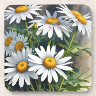 Daisies Bunch of Flowers Elegant Watercolor Coaster