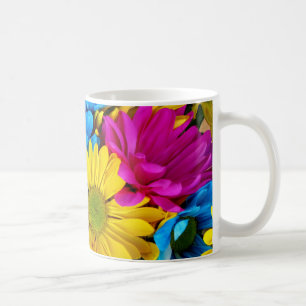 daisies colourful flower pink blue mug