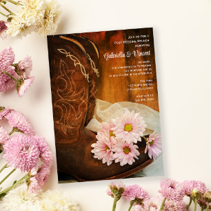 Daisies Cowboy Boots Western Post Wedding Brunch Invitation