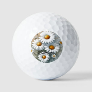 Daisies Daisy White Flowers Watercolor Botanical Golf Balls