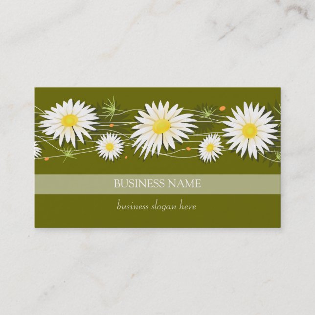 Daisies Dark Background Business Card (Front)