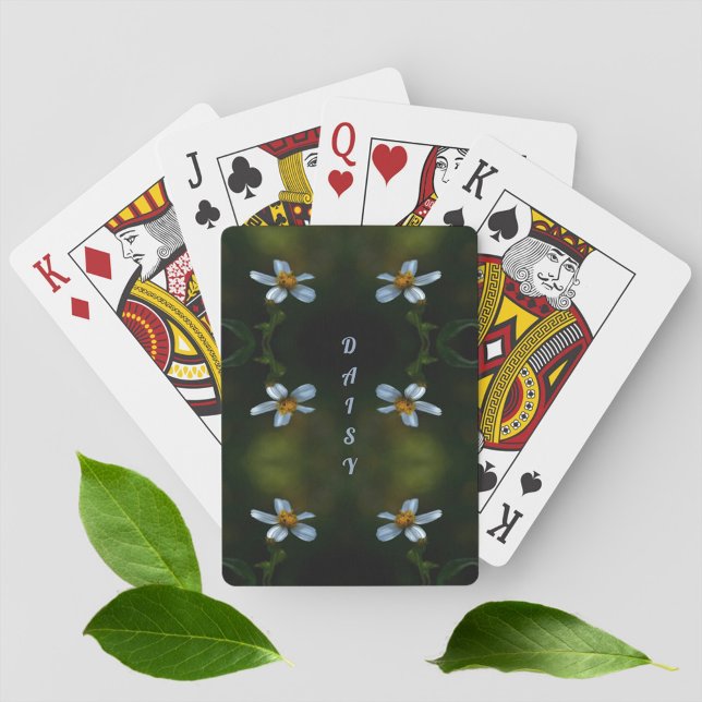 Daisies Dark Green Floral Photographic Playing Cards (Creator Uploaded)
