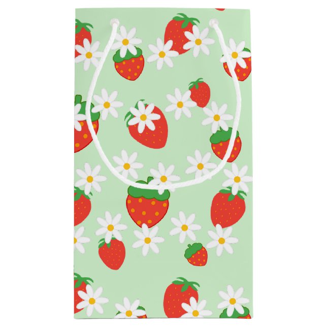 Daisies Flower Floral strawberry Pattern Xmas  Small Gift Bag (Back)