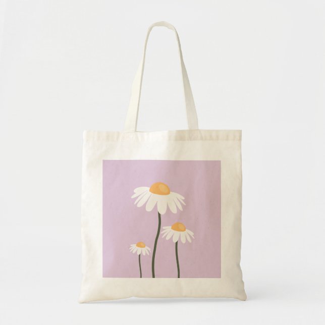 Daisies Flowers Lavender Floral Tote Bag (Front)