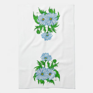 Daisies flowers tea towel