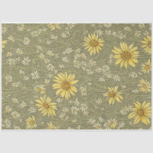 Daisies flowers vintage ephemera pattern tissue paper