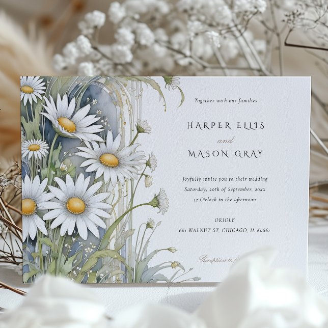 Daisies Garden Elegant Nouveau Wedding Invite (Creator Uploaded)