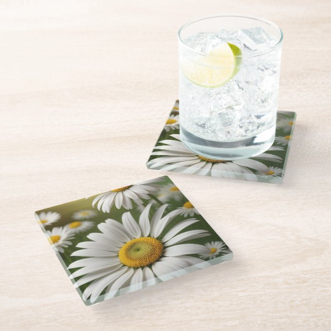 Daisies Glass Coaster (Angled)