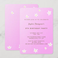 Daisies Hot Pink Watercolor Girl Birthday Party