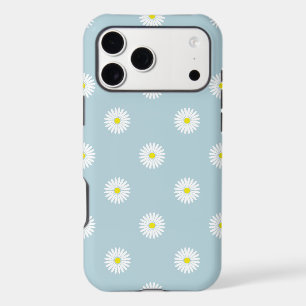 Daisies Illustrative Pattern on Pale Blue