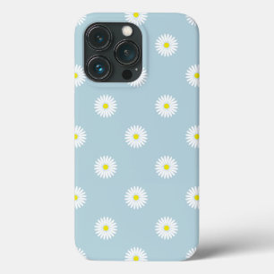 Daisies Illustrative Pattern on Pale Blue iPhone 13 Pro Case
