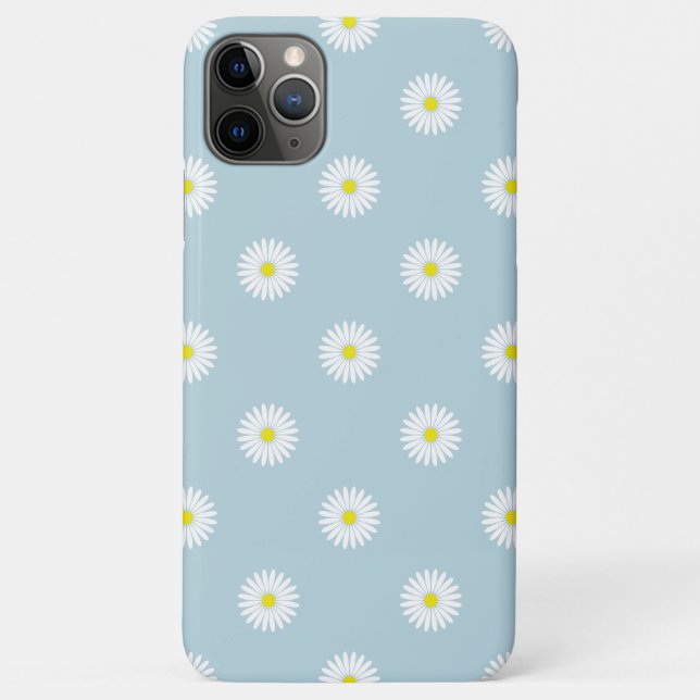 Daisies Illustrative Pattern on Pale Blue Case-Mate iPhone Case (Back)