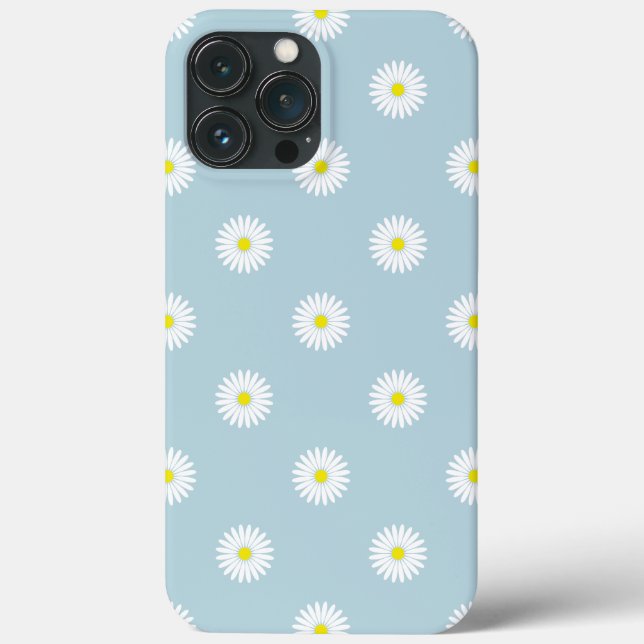 Daisies Illustrative Pattern on Pale Blue Case-Mate iPhone Case (Back)