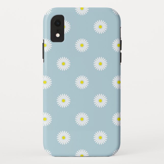 Daisies Illustrative Pattern on Pale Blue Case-Mate iPhone Case (Back)
