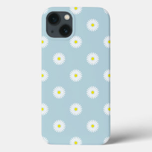 Daisies Illustrative Pattern on Pale Blue iPhone 13 Case