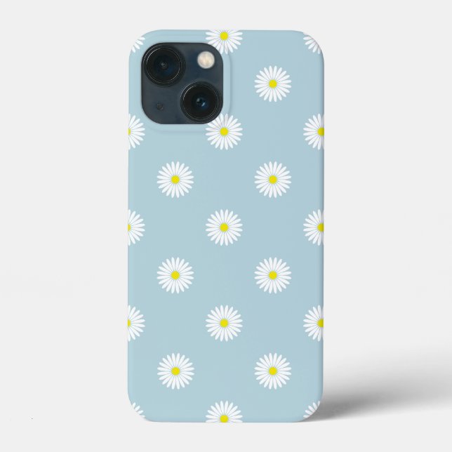 Daisies Illustrative Pattern on Pale Blue Case-Mate iPhone Case (Back)