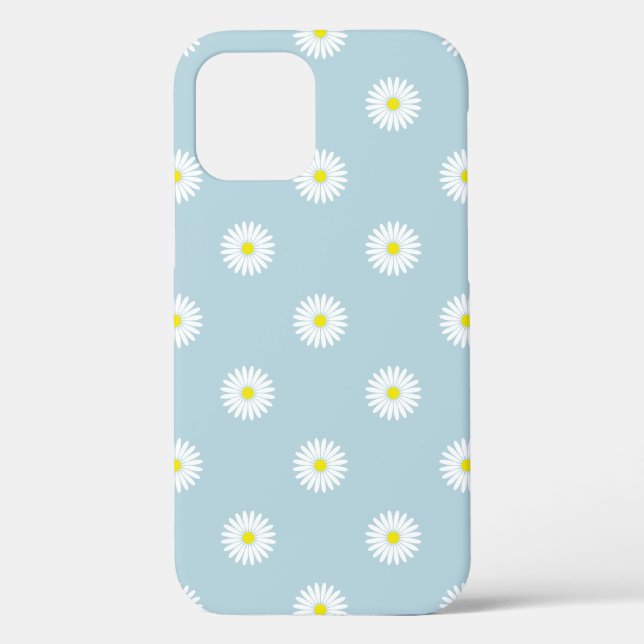 Daisies Illustrative Pattern on Pale Blue Case-Mate iPhone Case (Back)