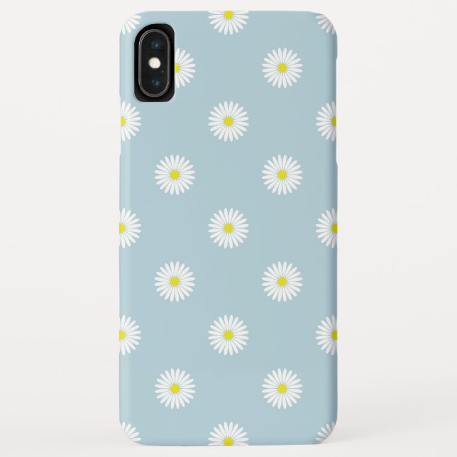 Daisies Illustrative Pattern on Pale Blue Case-Mate iPhone Case (Back)