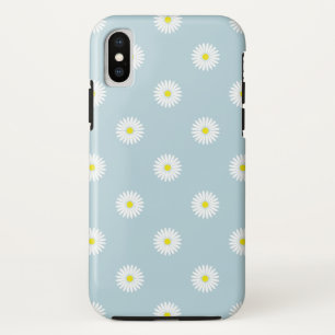 Daisies Illustrative Pattern on Pale Blue iPhone X Case