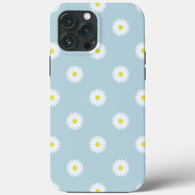 Daisies Illustrative Pattern on Pale Blue Case-Mate iPhone Case (Back)