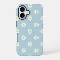 Daisies Illustrative Pattern on Pale Blue