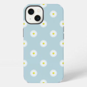 Daisies Illustrative Pattern on Pale Blue iPhone 13 Case