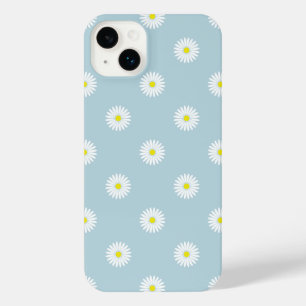 Daisies Illustrative Pattern on Pale Blue iPhone 14 Plus Case