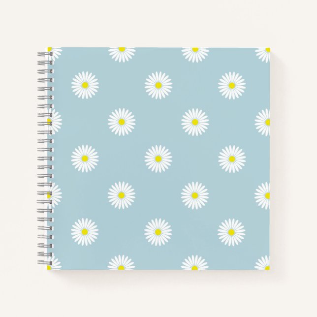 Daisies Illustrative Rpt Pattern on Pale Blue Notebook (Front)