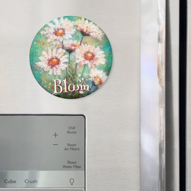 Daisies Impressionistic Floral Teal Personalised Magnet (In Situ (Fridge))