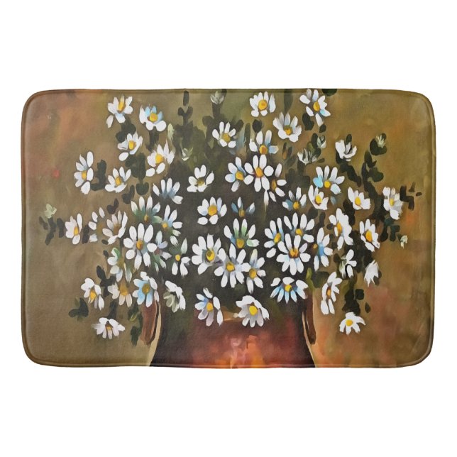 Daisies In A Copper Coloured Vase Bath Mat (Front)