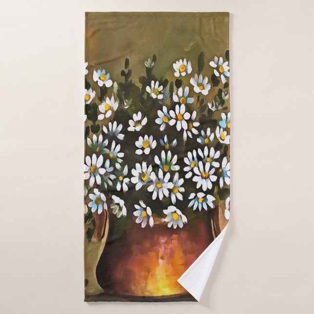 Daisies In A Copper Coloured Vase Bath Towel Set (Bath Towel)