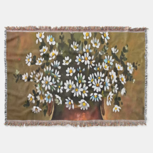 Daisies In A Copper Coloured Vase Throw Blanket