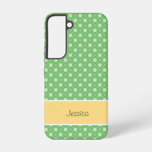 Daisies in a Diamond Pattern on Green Samsung Galaxy Case