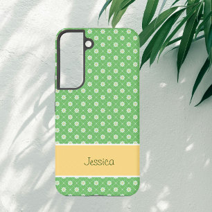 Daisies in a Diamond Pattern on Green Samsung Galaxy Case