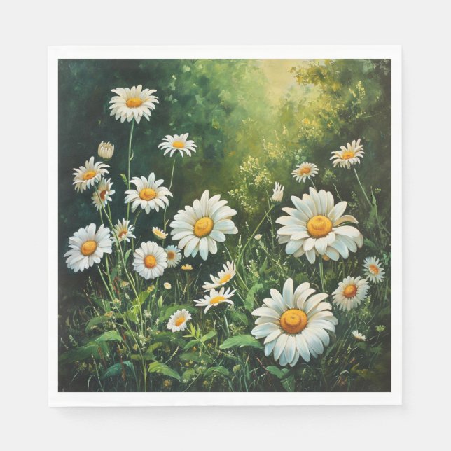 daisies in a field of green napkin (Front)