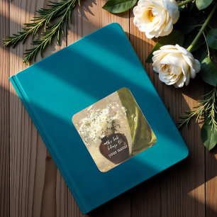 Daisies in a vase, Paul Fisher Bookplate Square Sticker