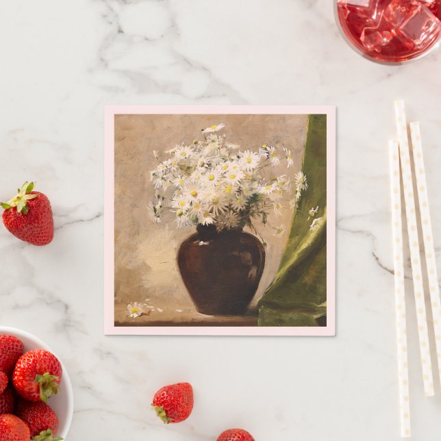 Daisies in a vase, Paul Fisher Napkin (Insitu)