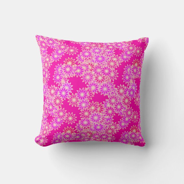 Daisies in deep pink and orchid cushion (Front)