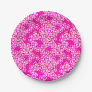 Daisies in deep pink and orchid paper plate