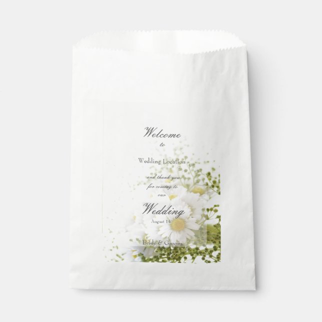 Daisies in Love- Editable Wedding Bouquet Favour Bag (Front)