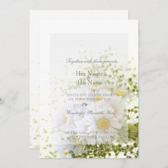 Daisies in Love- Editable Wedding Bouquet Invitation (Front/Back)