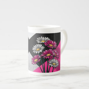 Daisies in Pink and White  Bone China Mug
